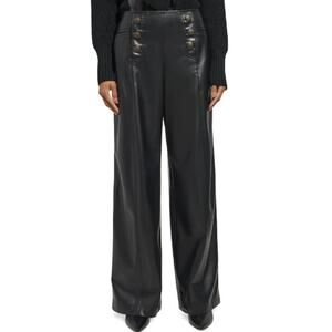 Karl Lagerfeld Vegan Leather Sailor Trouser Pants Black Size 2 Women’s